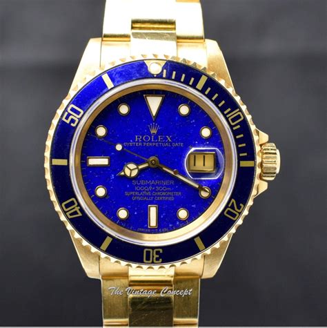 rolex gold submariner 16618|Rolex lapis lazuli.